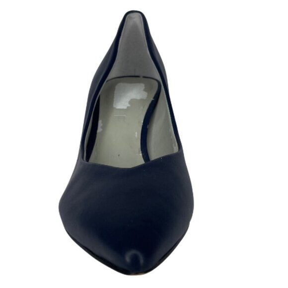 1. State Saffire Blue Pointed Toe Leather Block Pump Heel Office Career Sz 7M - Picture 4 of 10